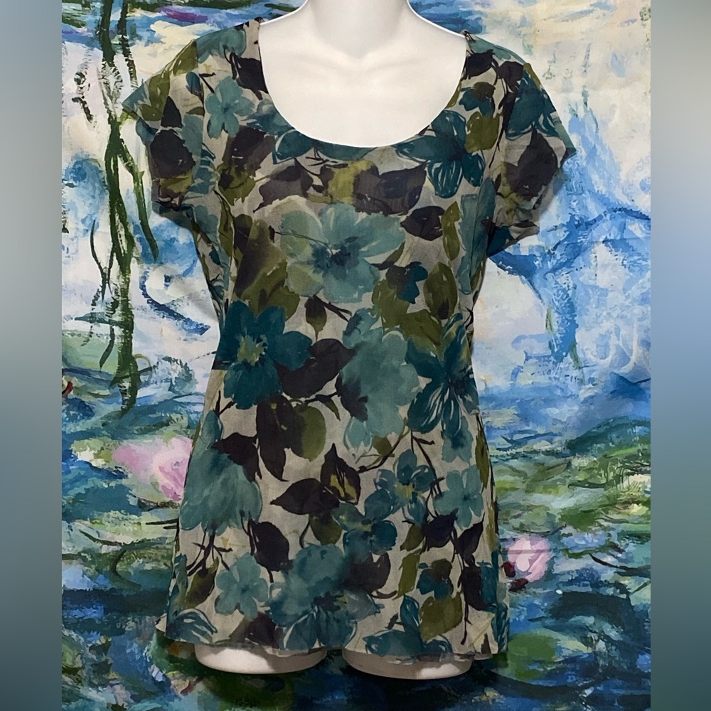 Sweet Pea Green and Blue Floral Blouse